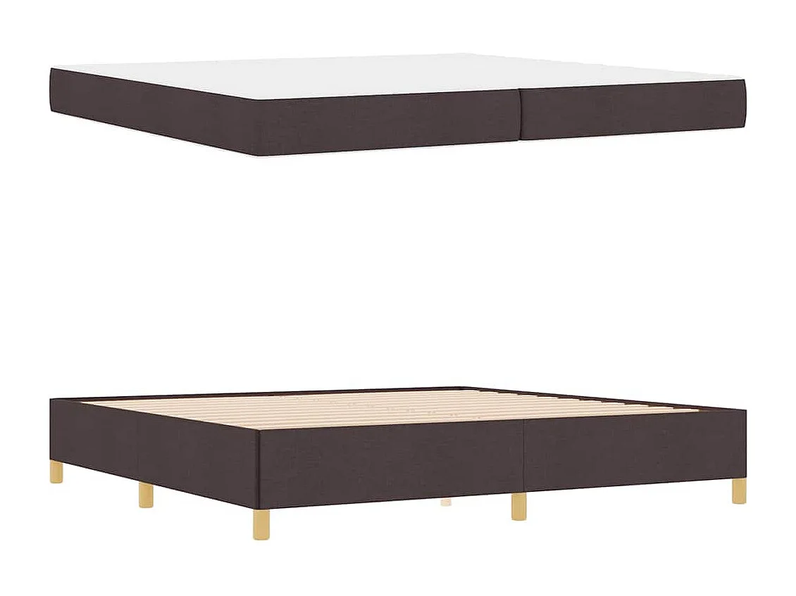 Cama Box com colchão Marrom Escuro e Branco 200 x 200 cm tecido