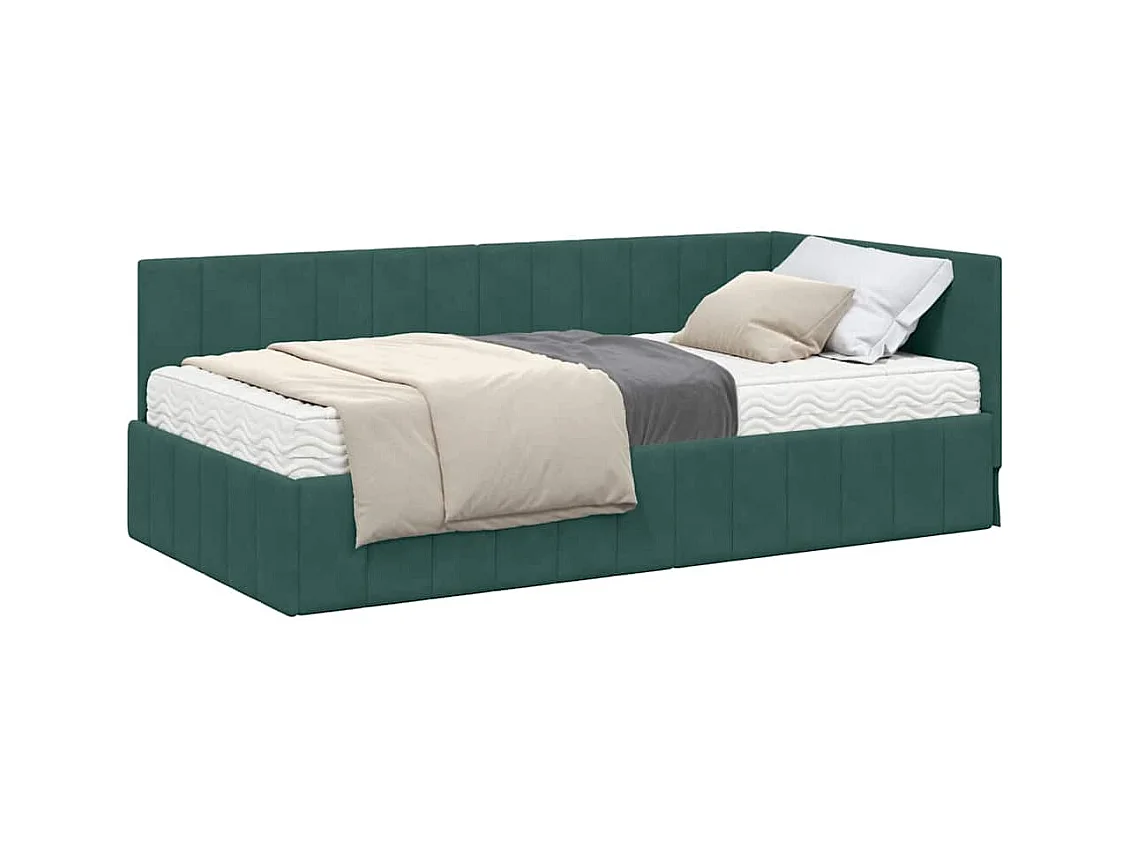 Estructura de cama en esquina Verde oscuro 90 x 190 cm
