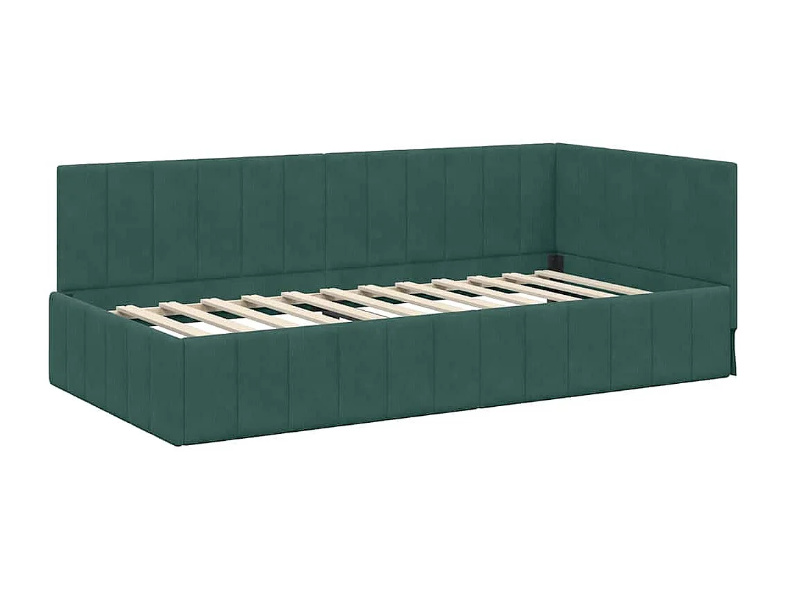 Cadre de lit d'angle Vert foncé 90 x 190 cm Velours