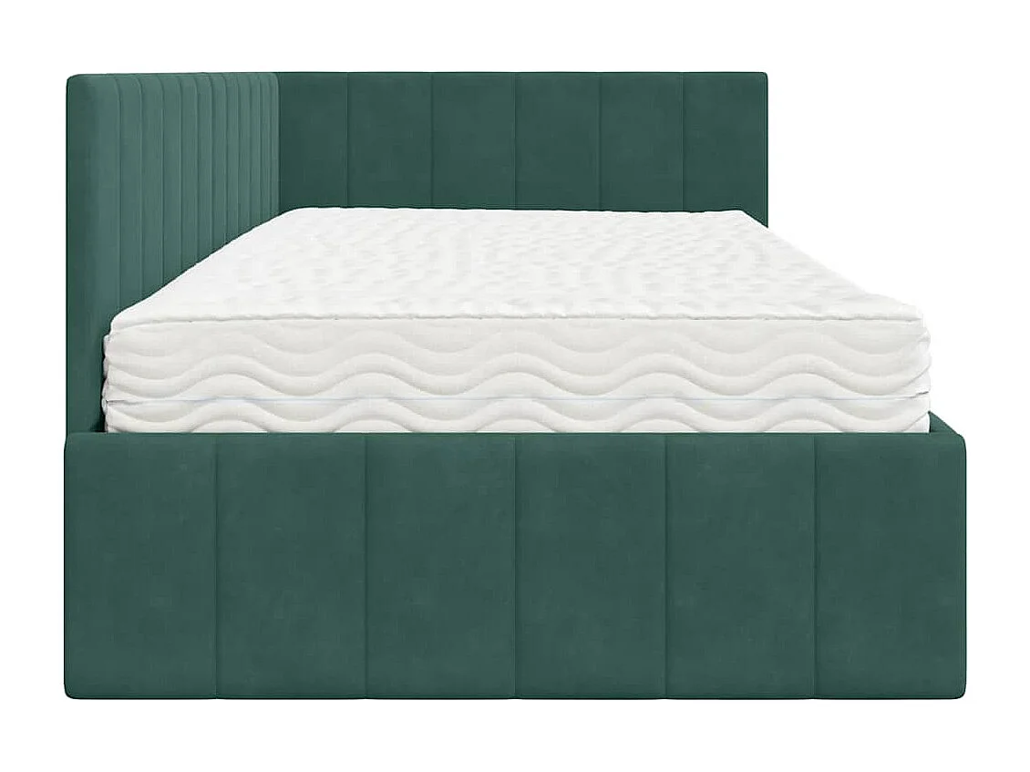 Cadre de lit d'angle Vert foncé 90 x 190 cm Velours