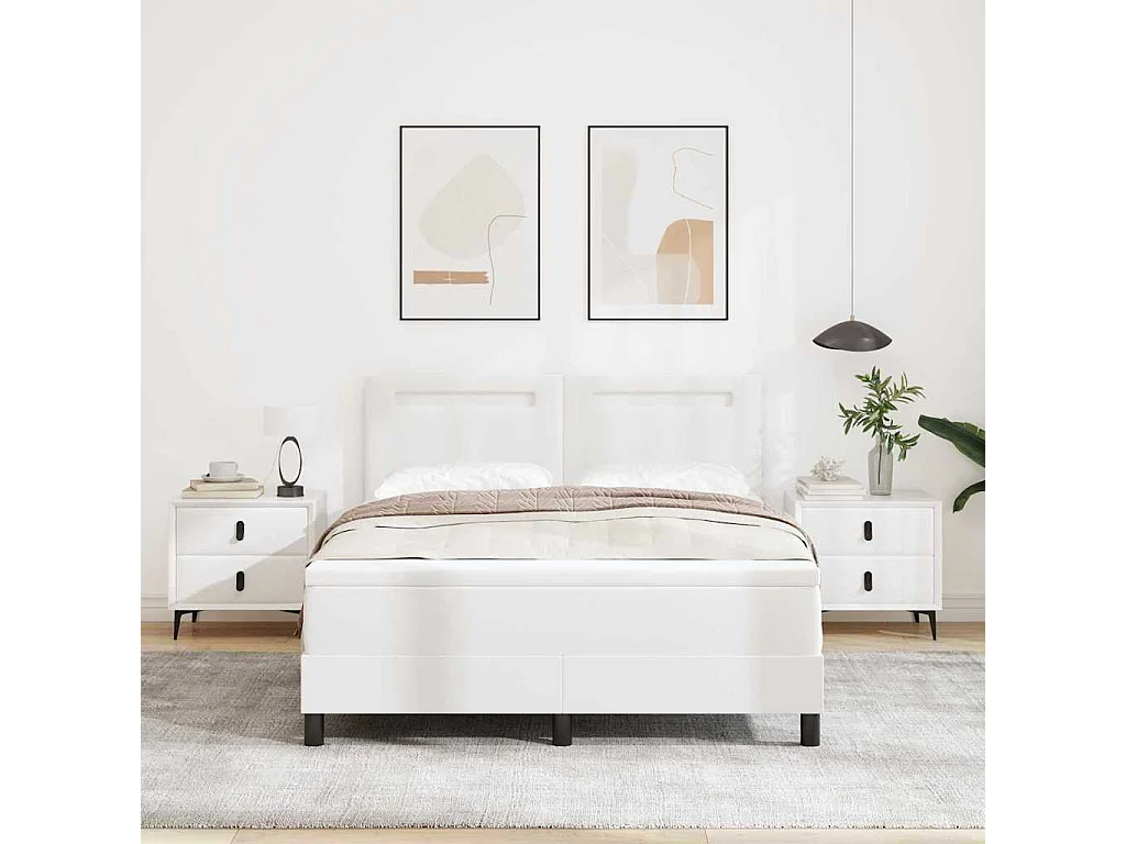 Cadre de lit avec matelas Blanc 160 x 200 cm Faux cuir