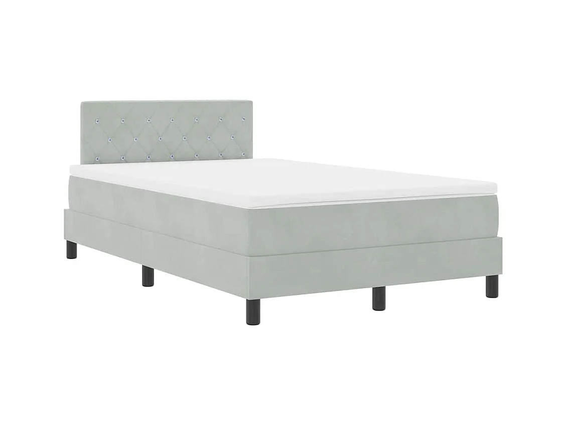 Cadre de lit avec matelas Gris clair 120 x 200 cm tissu