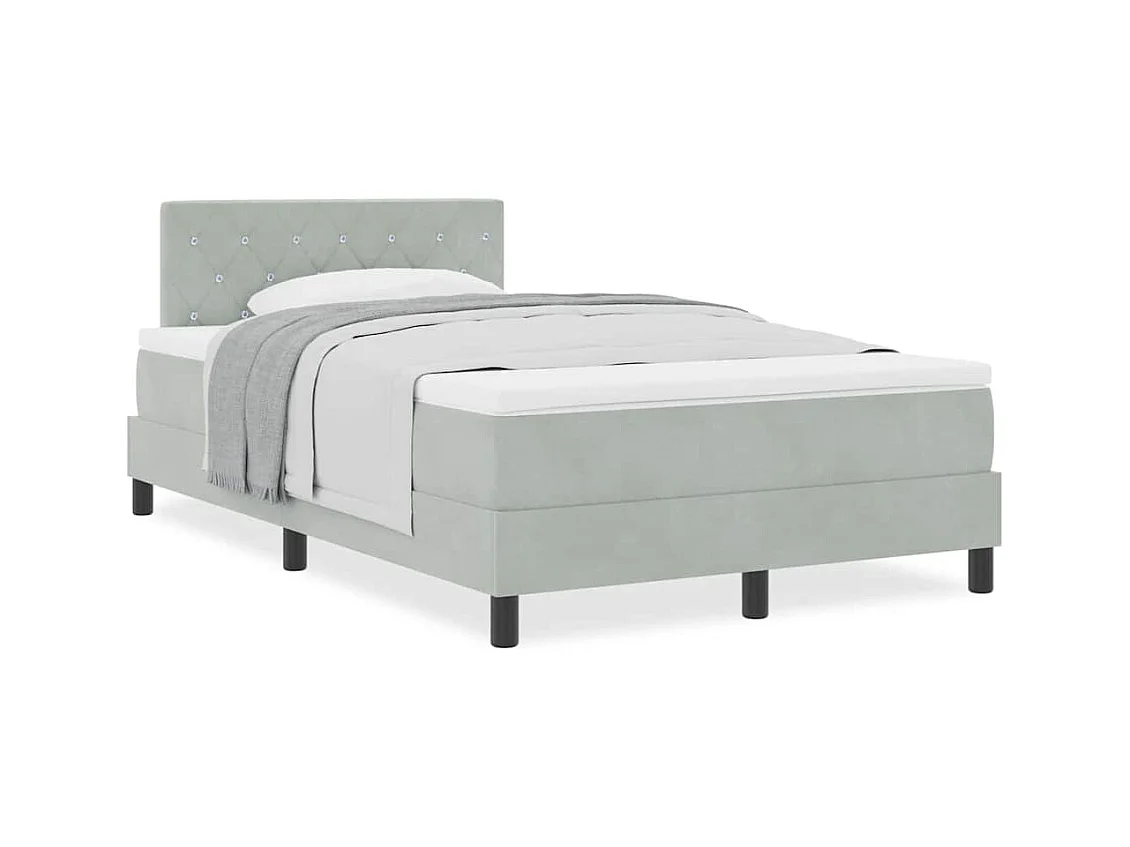 Cadre de lit avec matelas Gris clair 120 x 200 cm tissu