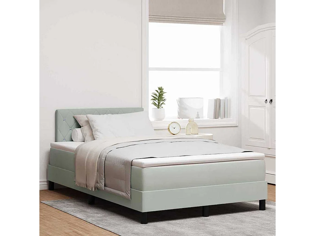 Cadre de lit avec matelas Gris clair 120 x 200 cm tissu