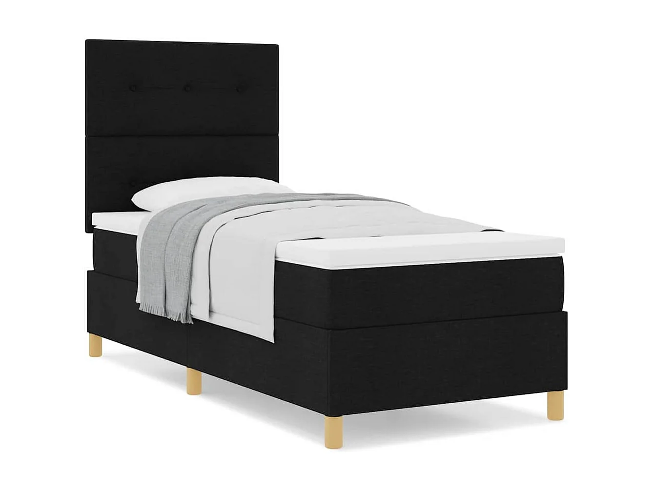 Cama Box com cabeceira Preto 100 x 200 cm tecido