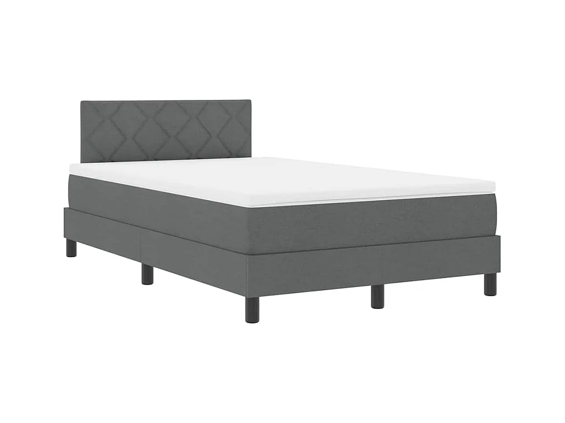 Cadre de lit avec matelas Gris foncé 120 x 200 cm tissu