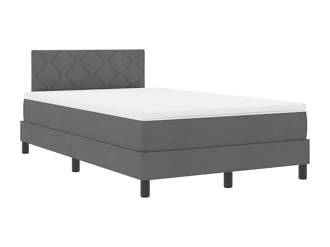 Cadre de lit avec matelas Gris foncé 120 x 200 cm tissu