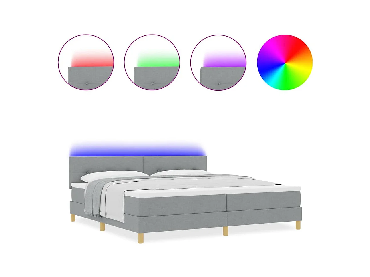 Cadre de lit avec matelas Gris clair 200 x 200 cm tissu