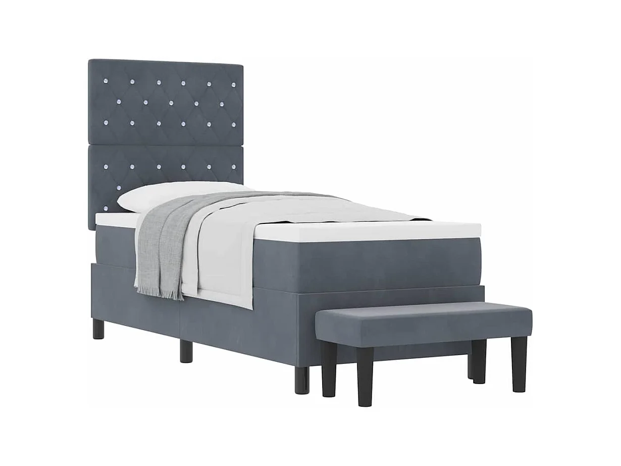 Cadre de lit avec matelas Gris foncé 80 x 200 cm Velours