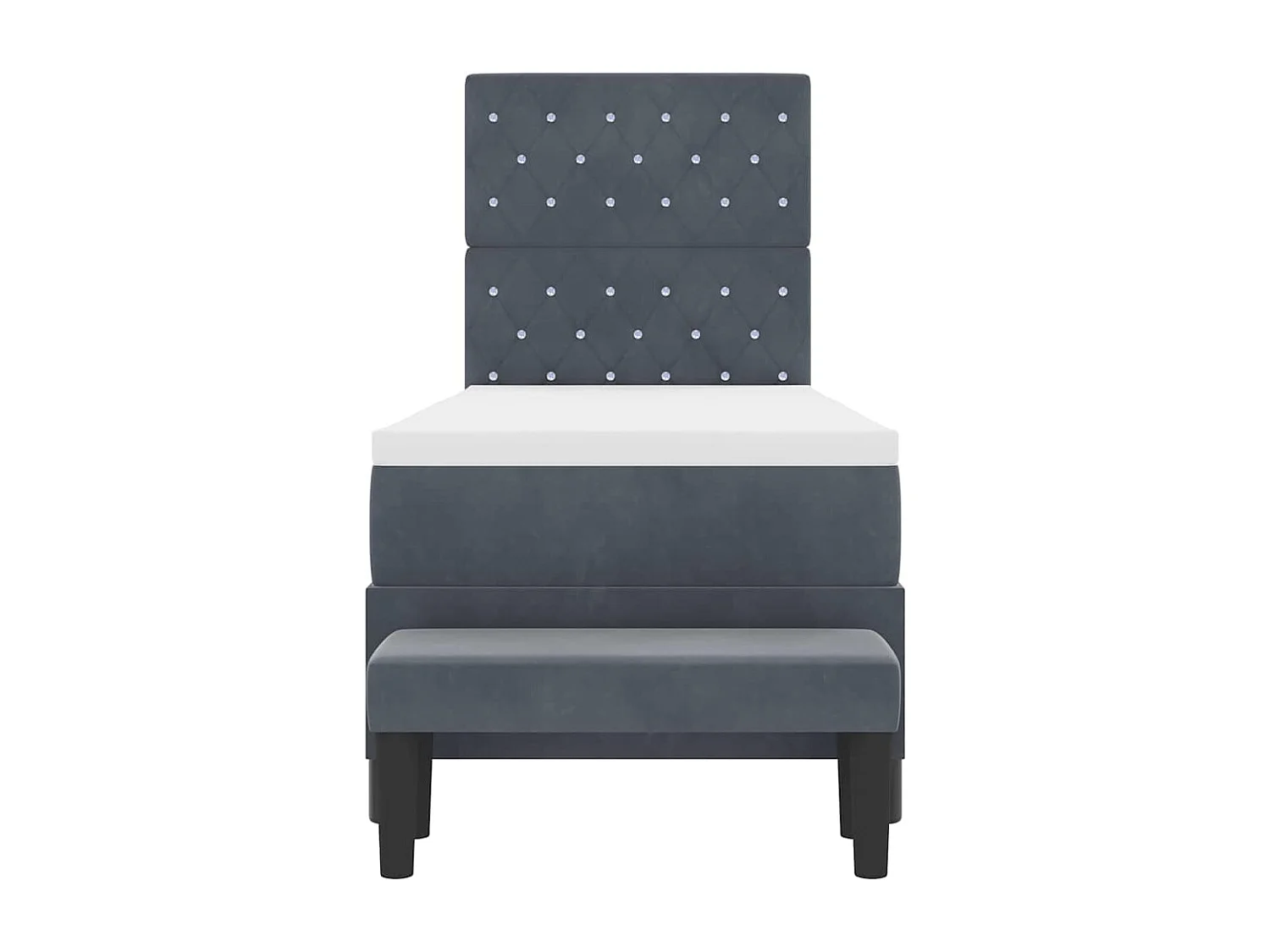 Cadre de lit avec matelas Gris foncé 80 x 200 cm Velours