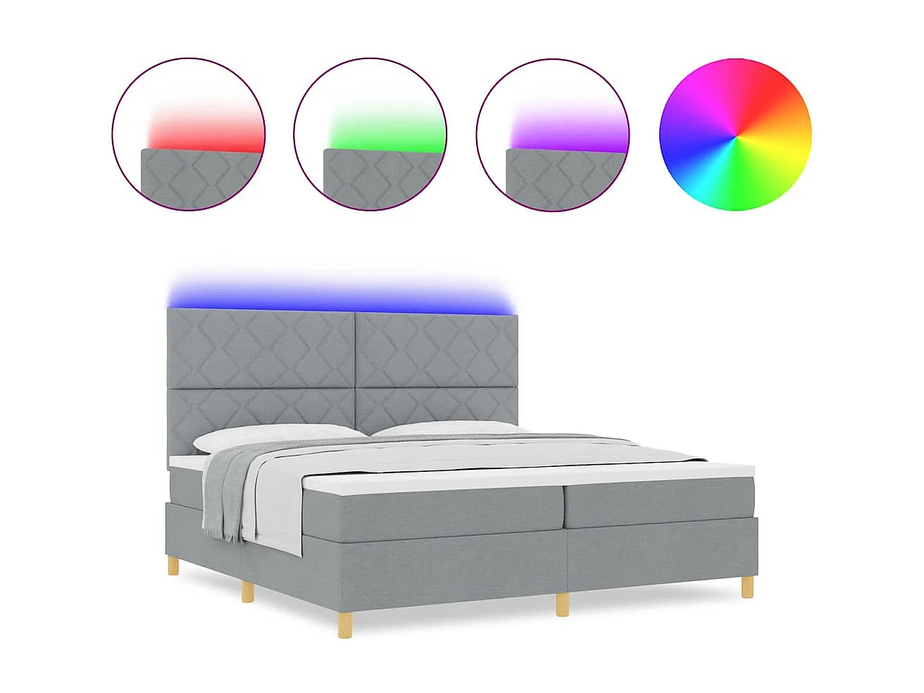 Cama tipo Box Spring con colchón Gris Claro 200 x 200 cm tela