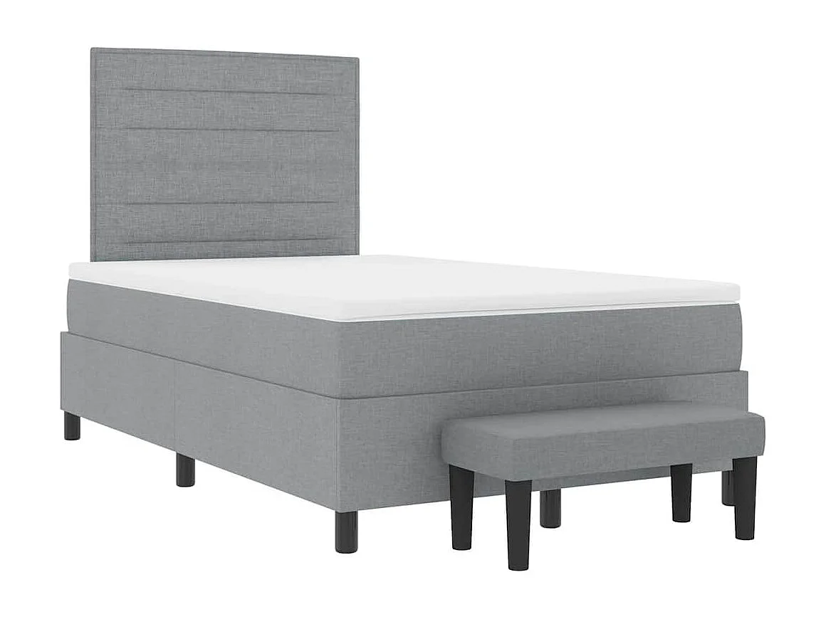 Cama tipo Box Spring con colchón Gris Claro 120 x 190 cm tela