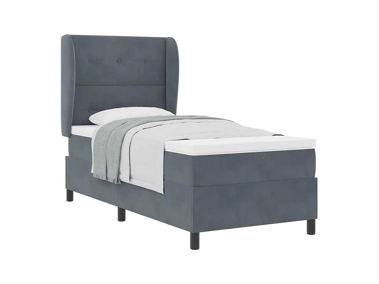 Cadre de lit avec matelas Gris foncé 80 x 200 cm Velours