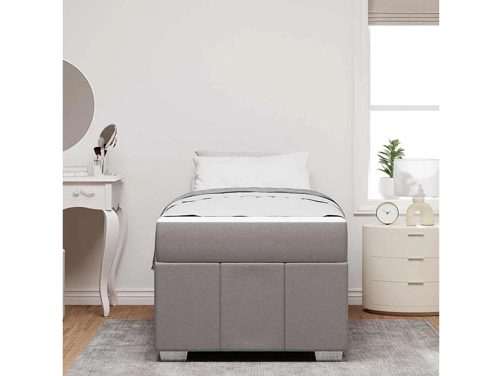 Estructura de cama con colchón Taupé 90 x 190 cm tela