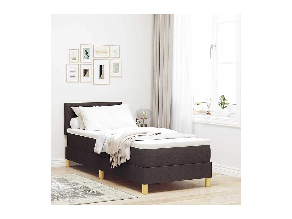 Cadre de lit avec matelas Marron foncé 80 x 200 cm tissu