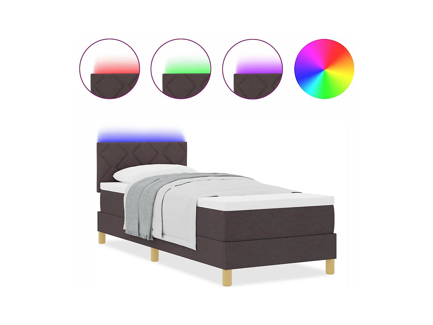 Cadre de lit avec matelas Marron foncé 80 x 200 cm tissu