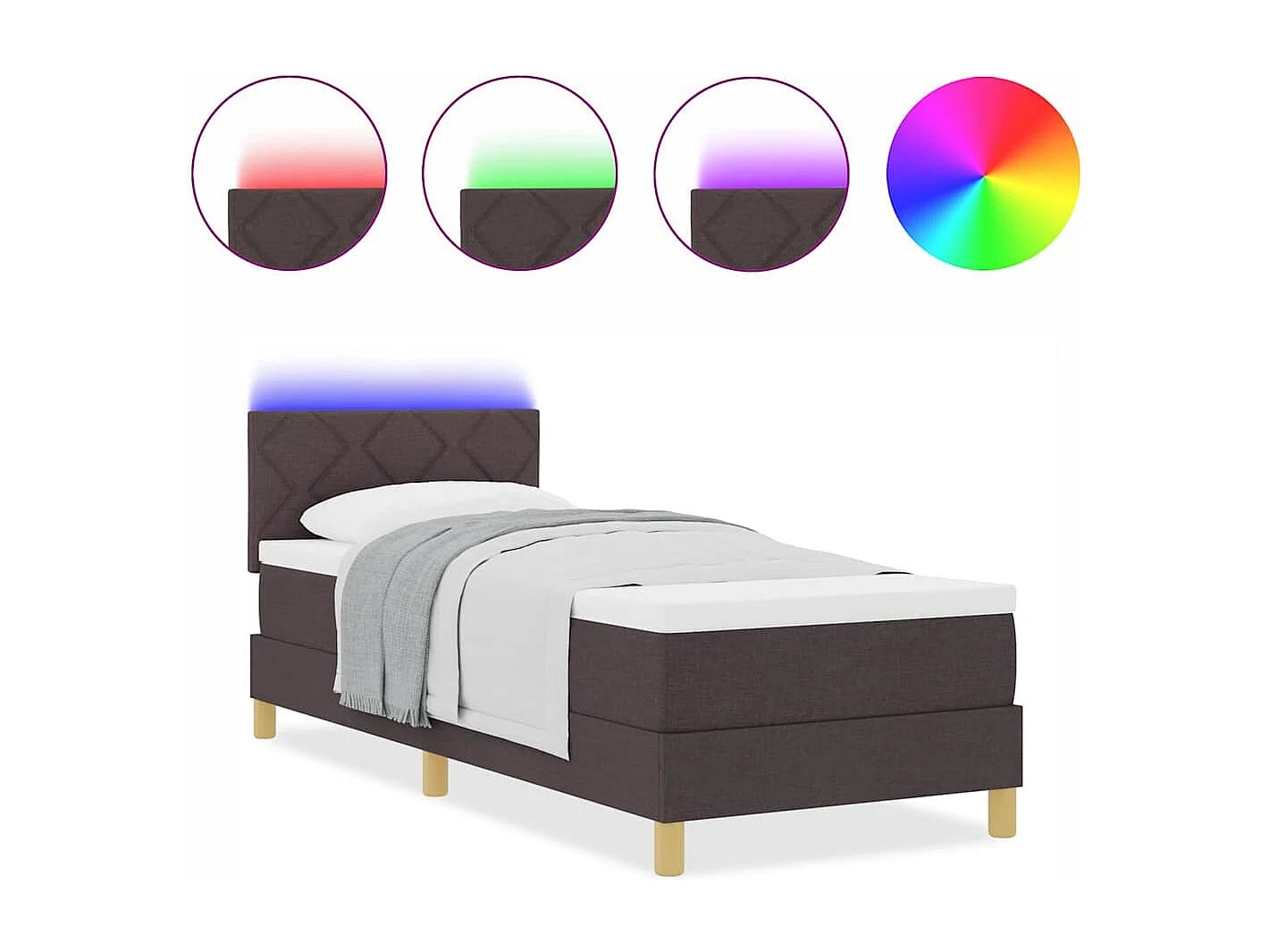 Boxspring bed met matras Donkerbruin 80 x 200 cm Stof