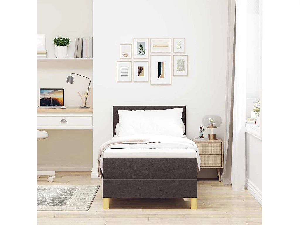 Boxspring bed met matras Donkerbruin 80 x 200 cm Stof
