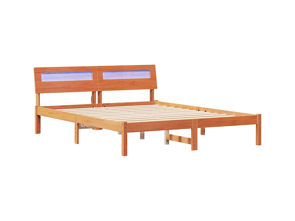 Cadre de lit Marron cire 150 x 200 cm Bois massif en pin