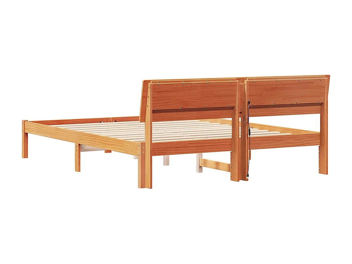 Cadre de lit Marron cire 150 x 200 cm Bois massif en pin