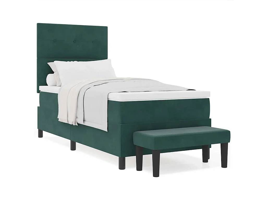 Cadre de lit avec matelas Vert foncé 90 x 190 cm Velours