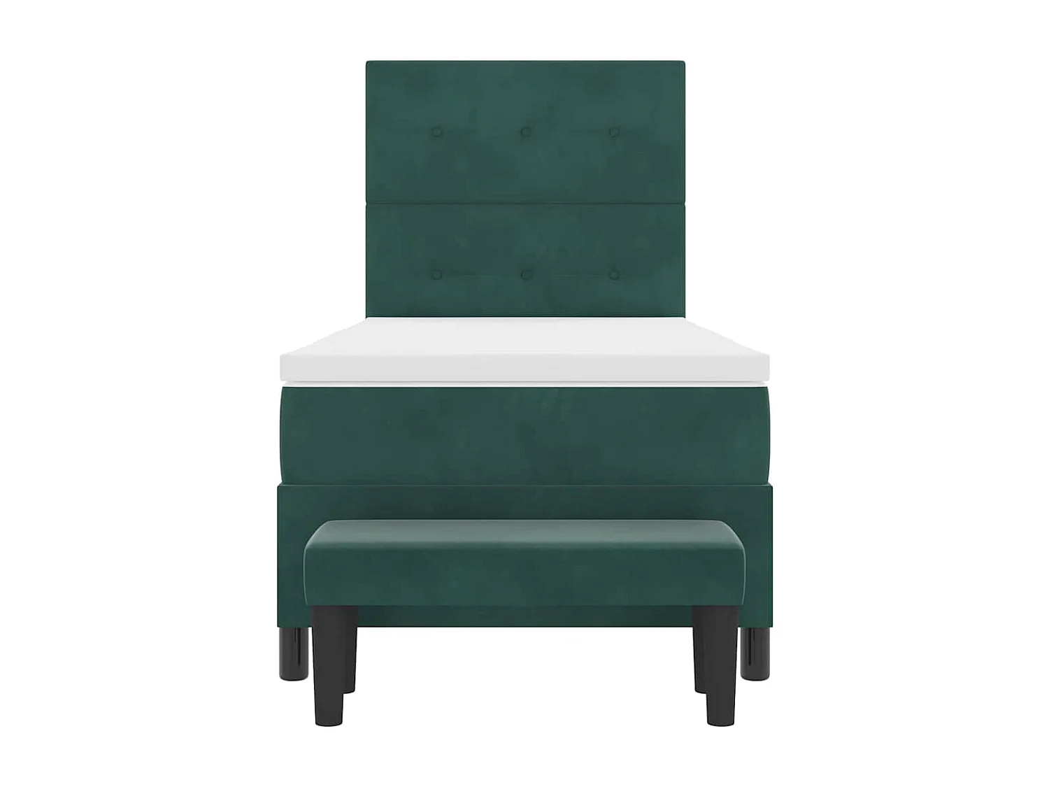 Cadre de lit avec matelas Vert foncé 90 x 190 cm Velours