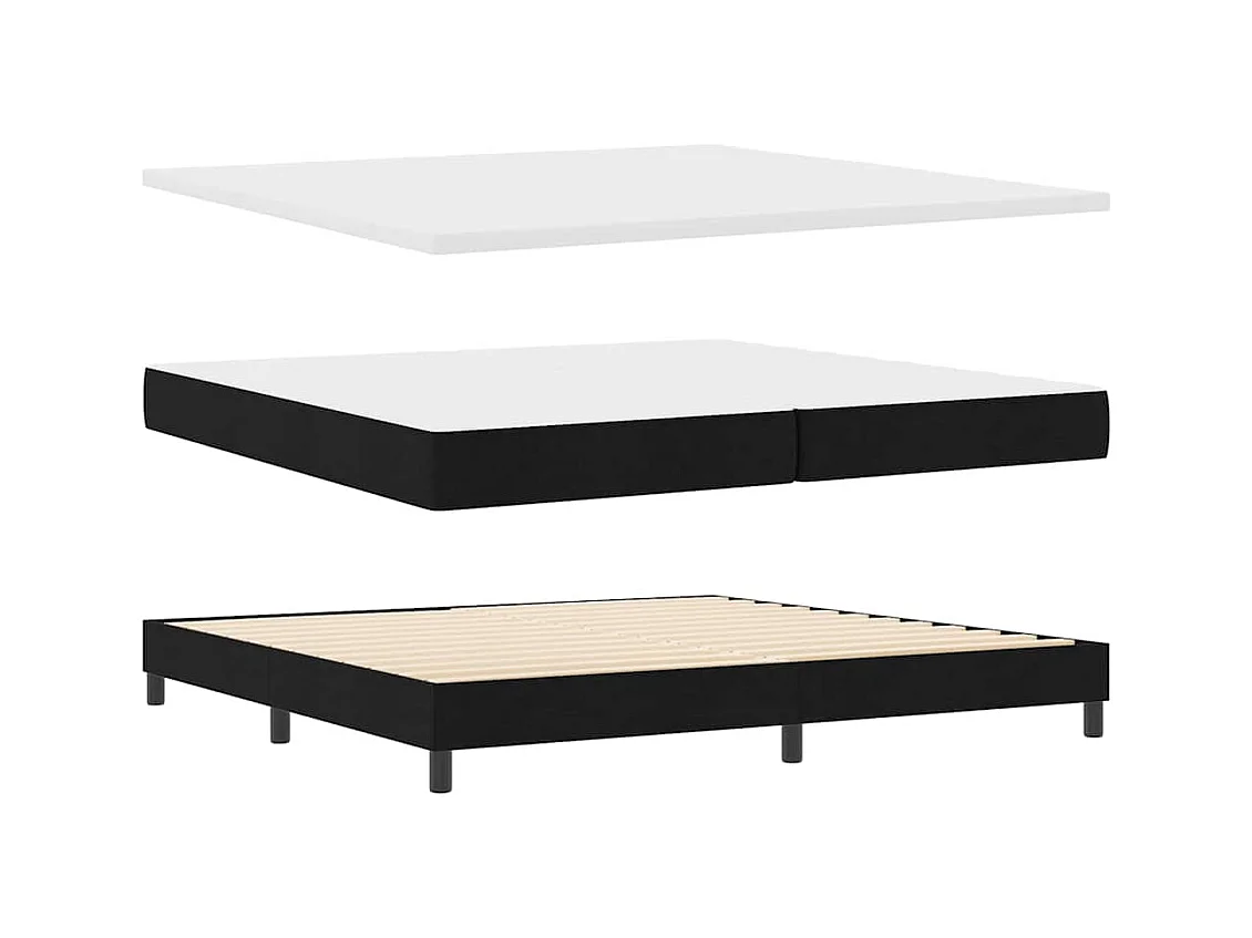 Cadre de lit avec matelas avec matelas Noir 200 x 200 cm tissu