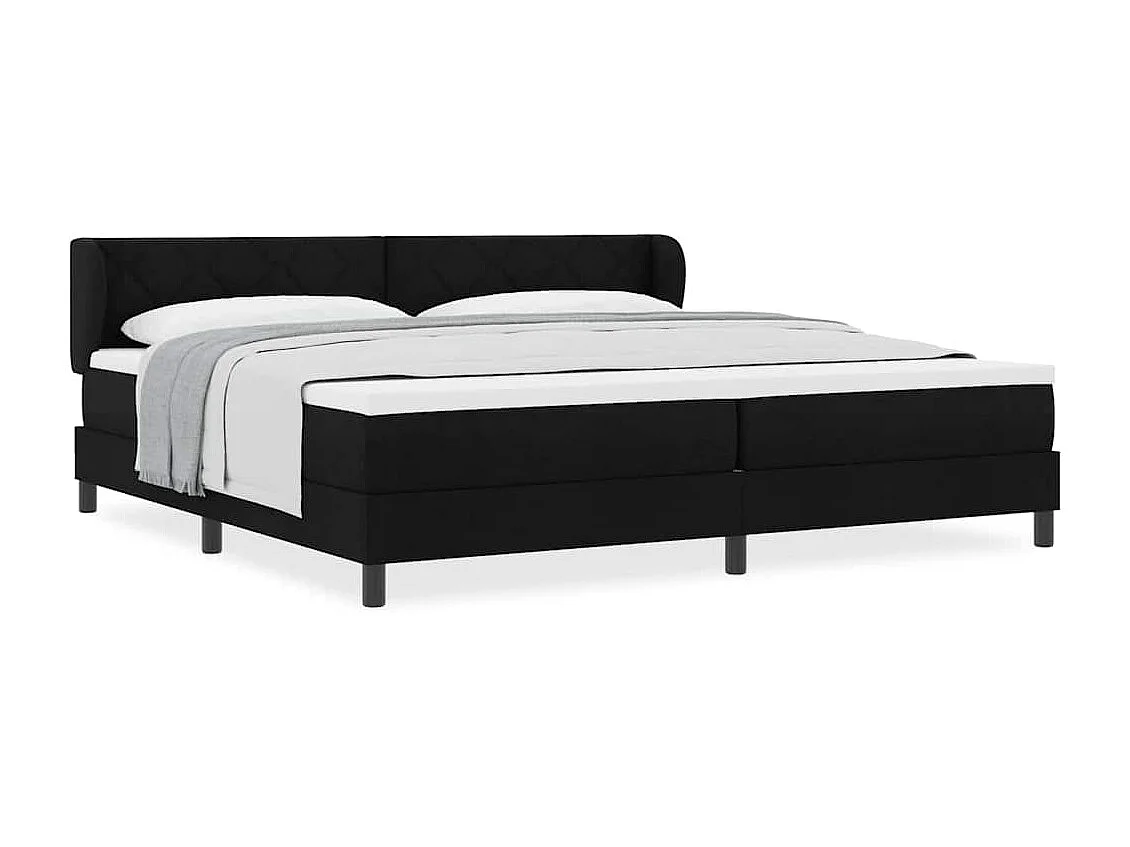 Cadre de lit avec matelas avec matelas Noir 200 x 200 cm tissu