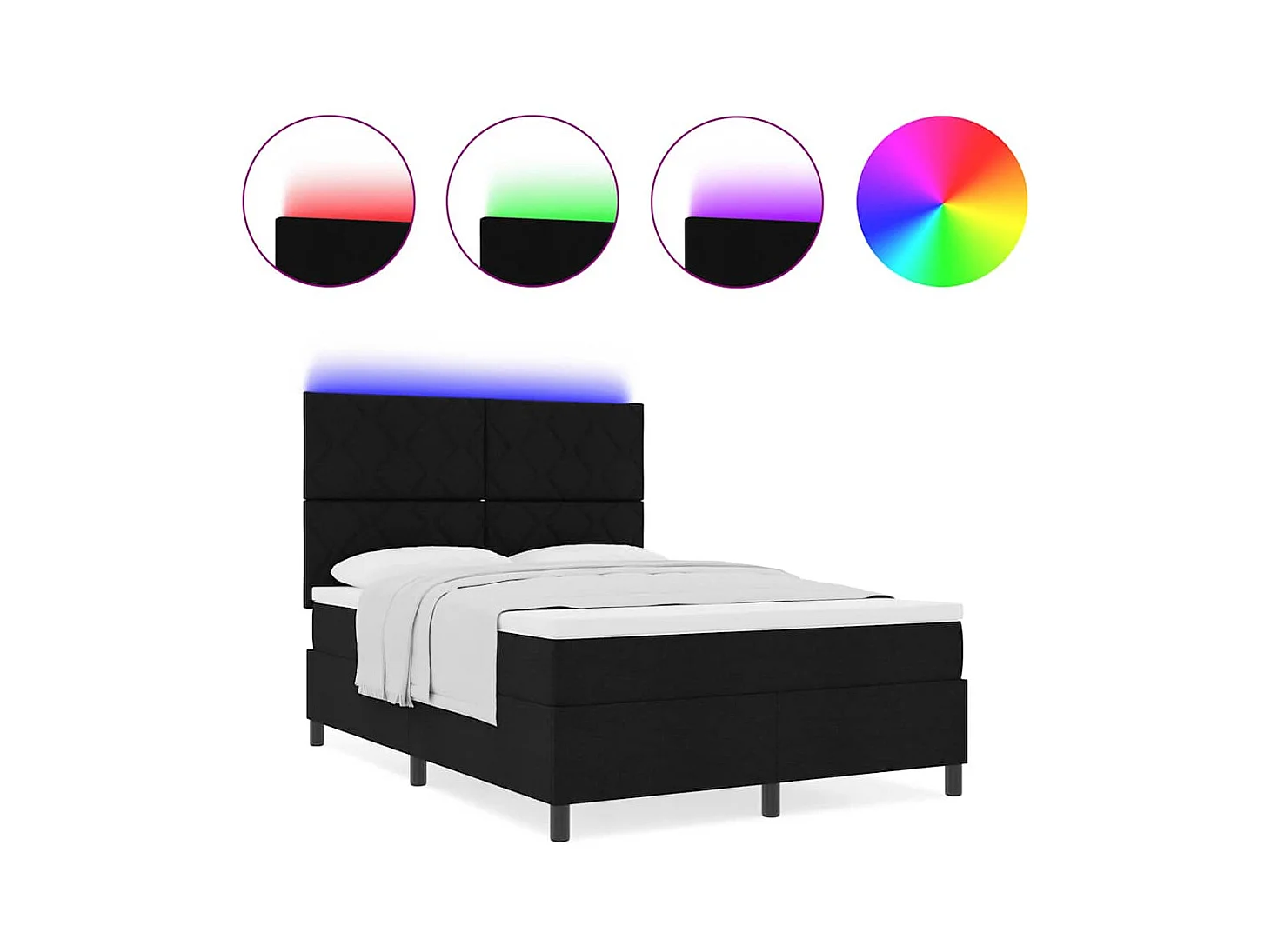 Cadre de lit avec matelas Noir 140 x 190 cm tissu