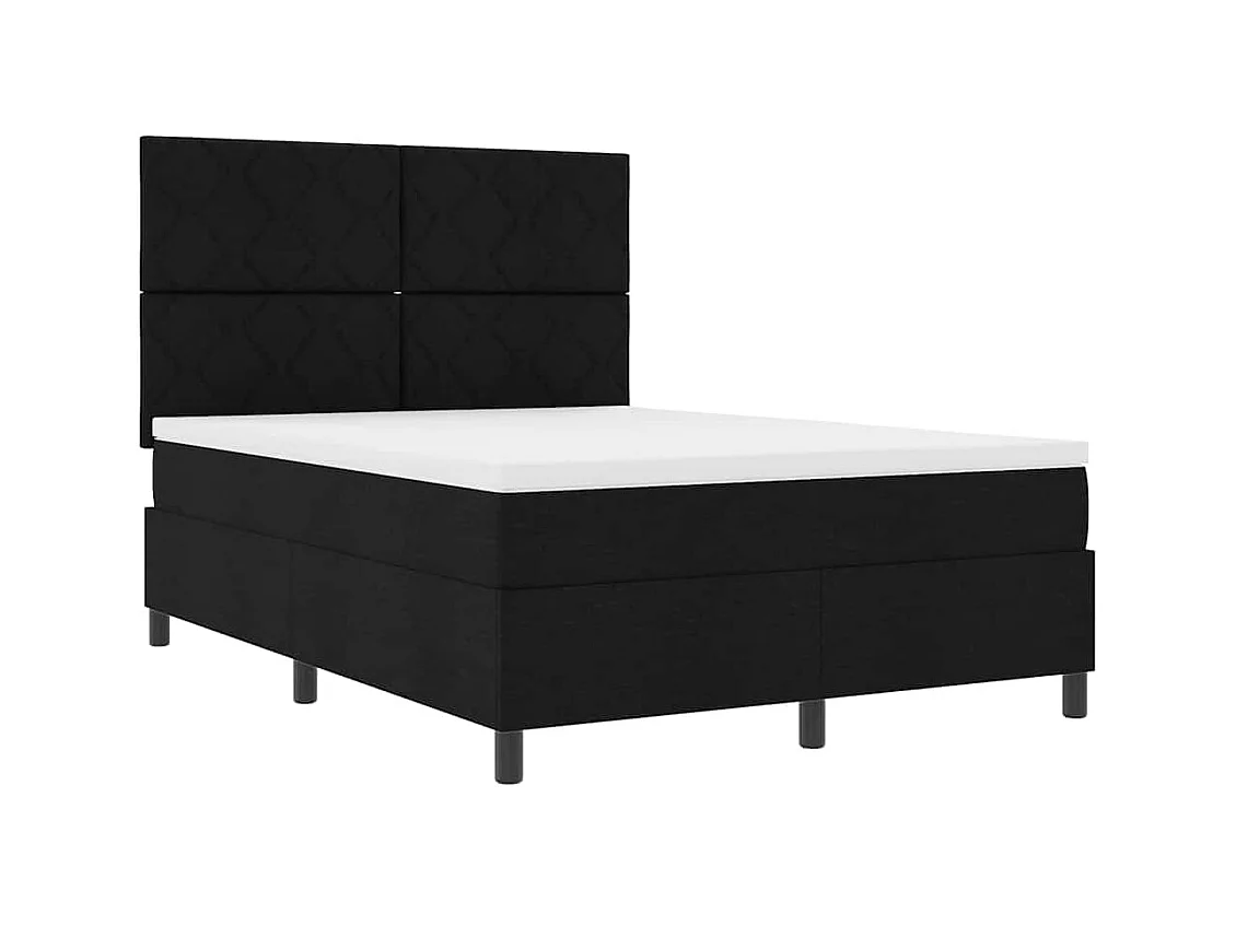 Cadre de lit avec matelas Noir 140 x 190 cm tissu