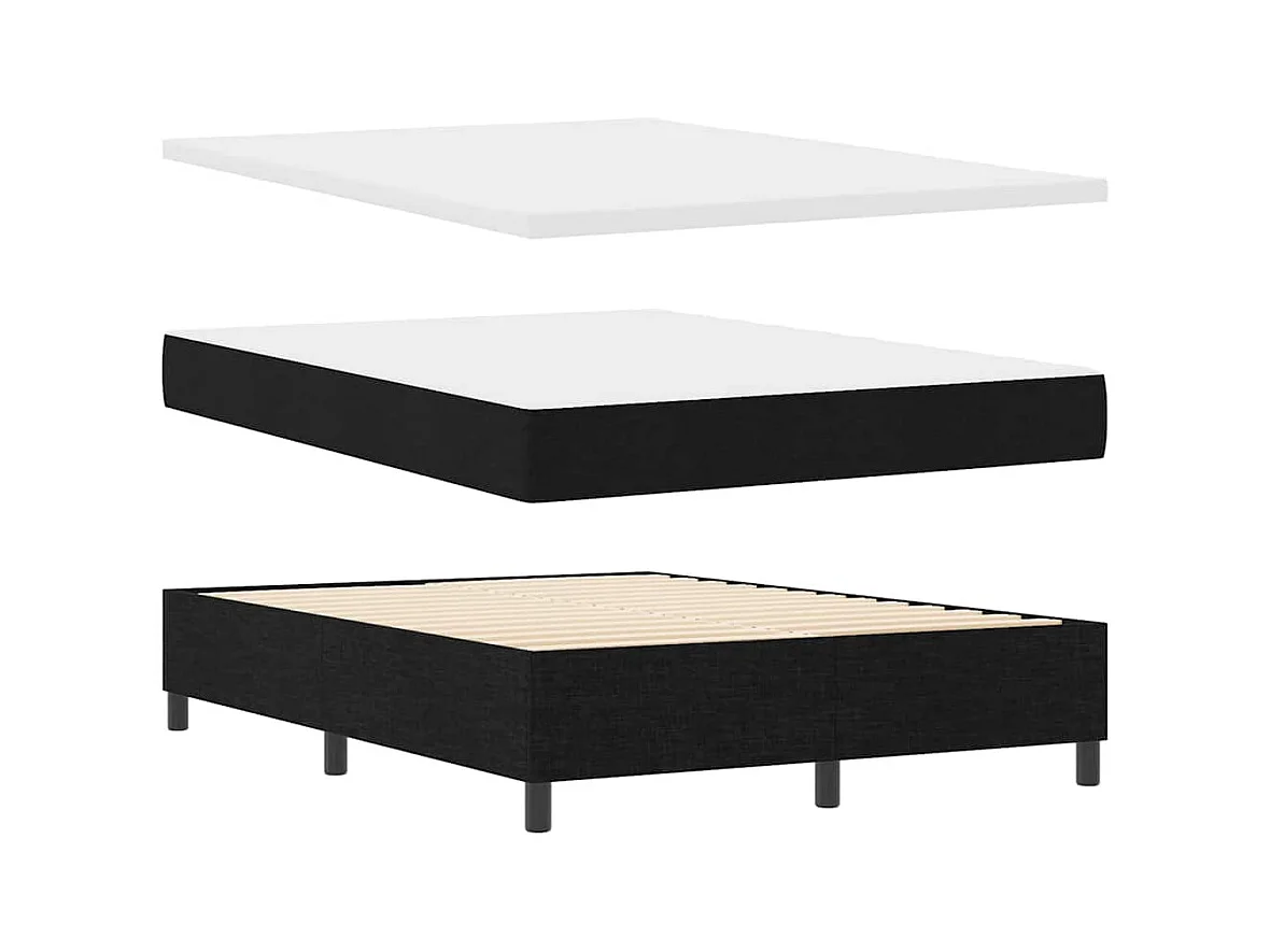 Cadre de lit avec matelas Noir 140 x 190 cm tissu