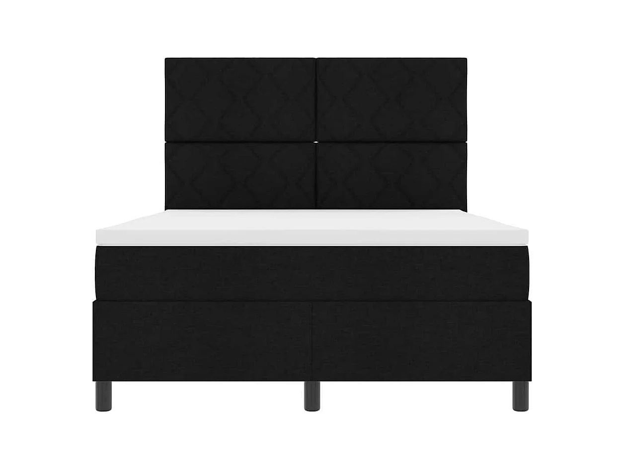 Cadre de lit avec matelas Noir 140 x 190 cm tissu