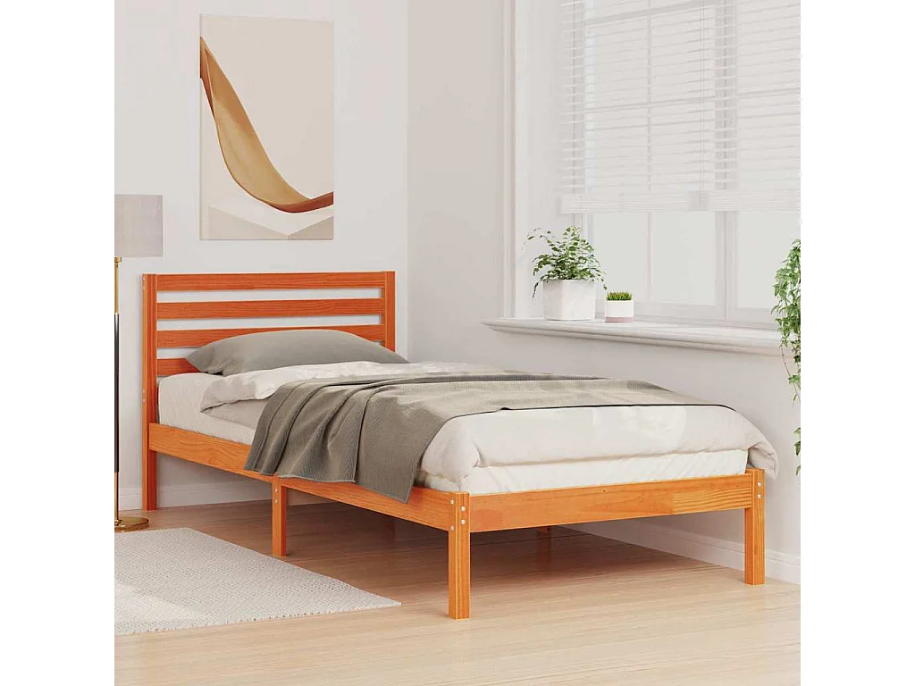 Cadre de lit Marron cire 100 x 210 cm Bois massif en pin