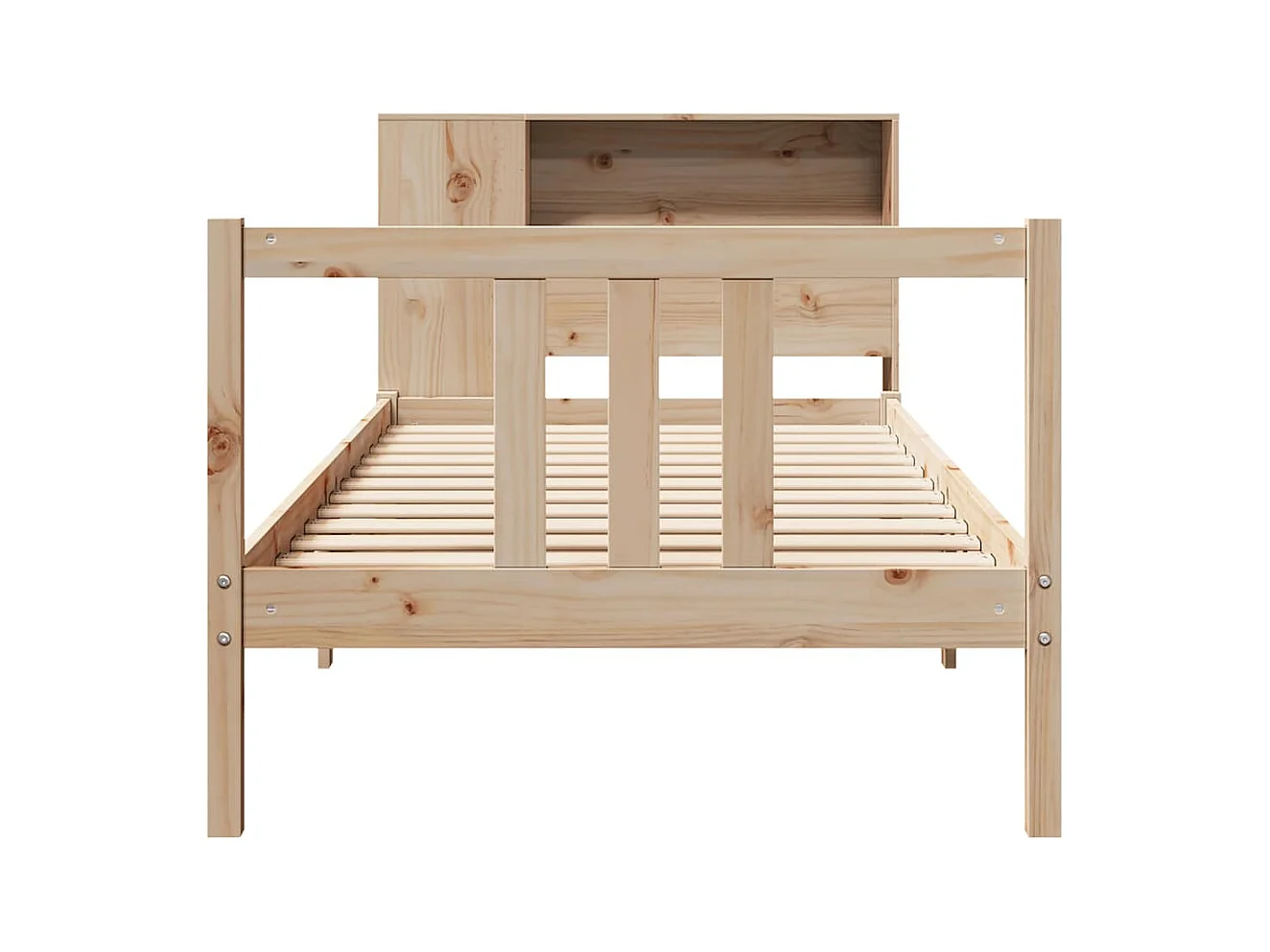 Bed met boekenkast zonder matras massief grenenhout 75x190 cm