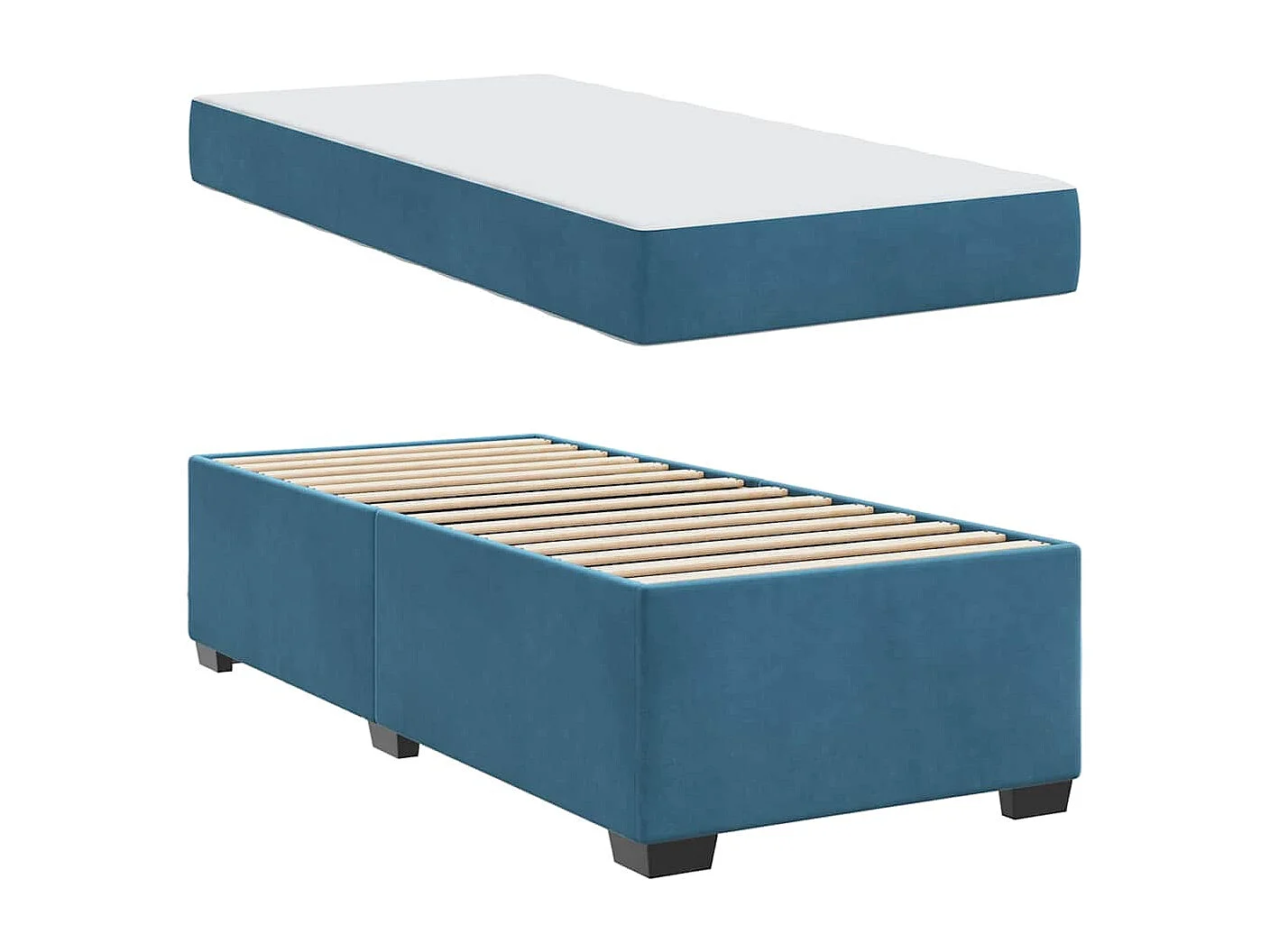 Bedframe met matras Donkerblauw 100 x 200 cm Fluweel