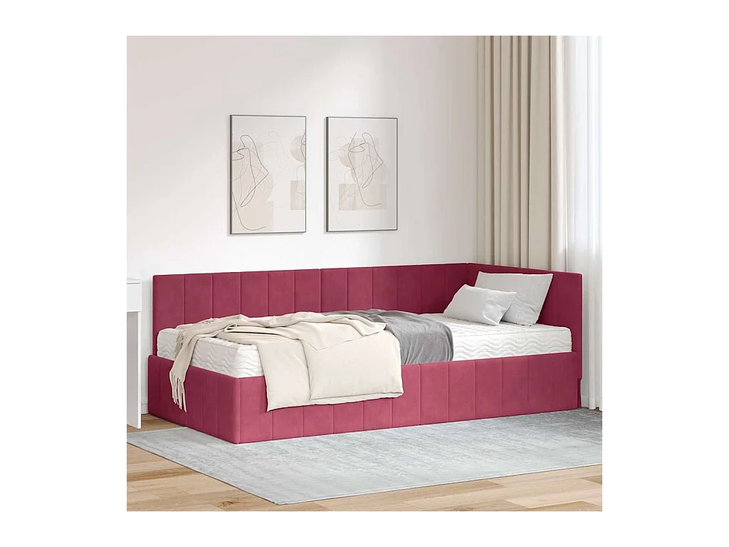 Estructura de cama en esquina Rojo vino tinto 90 x 190 cm