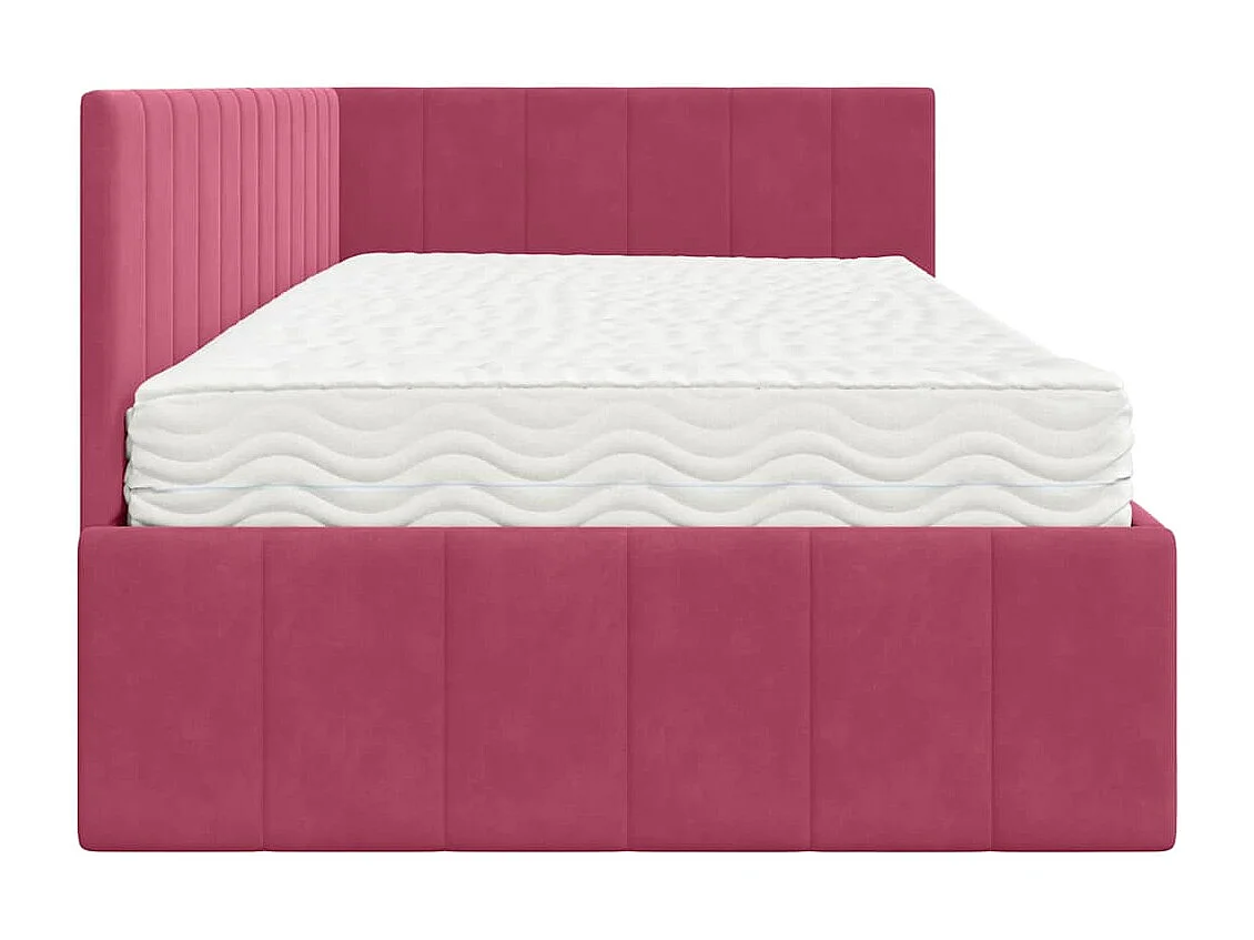 Cadre de lit d'angle Rouge bordeaux 90 x 190 cm Velours