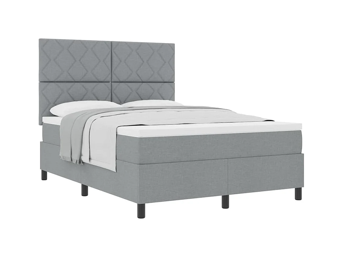 Cadre de lit avec matelas Gris clair 140 x 190 cm tissu