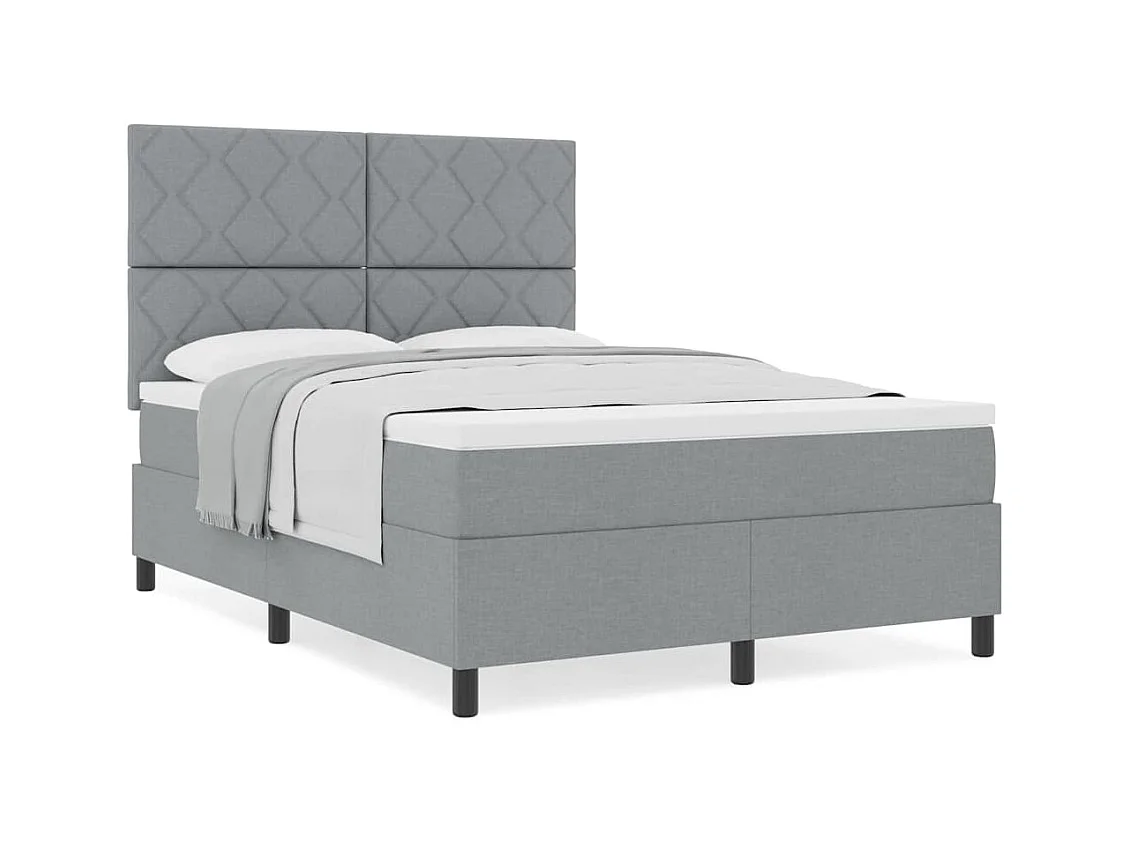 Cadre de lit avec matelas Gris clair 140 x 190 cm tissu