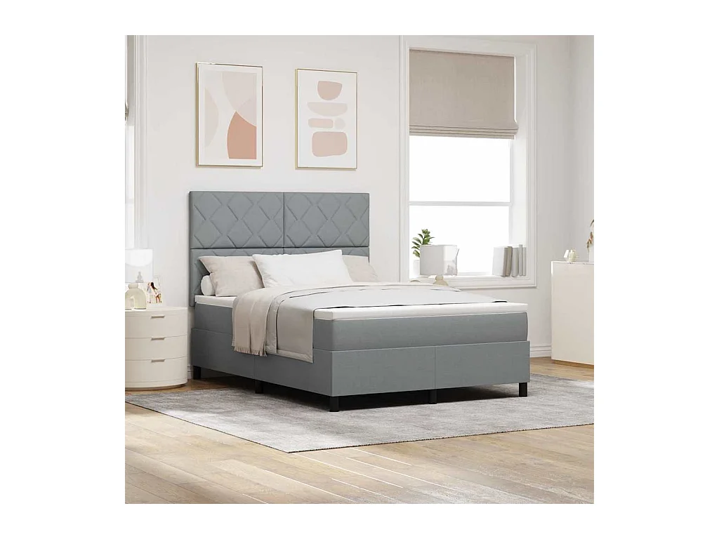 Cadre de lit avec matelas Gris clair 140 x 190 cm tissu