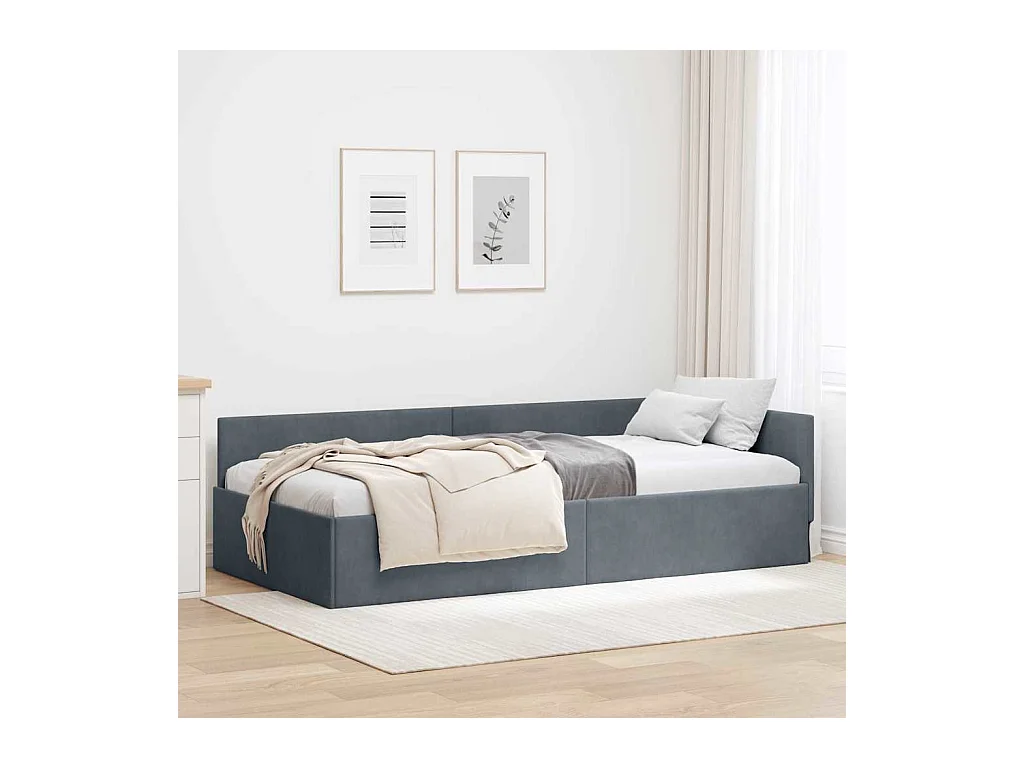 Cadre de lit d'angle Autre Gris foncé 90 x 190 cm