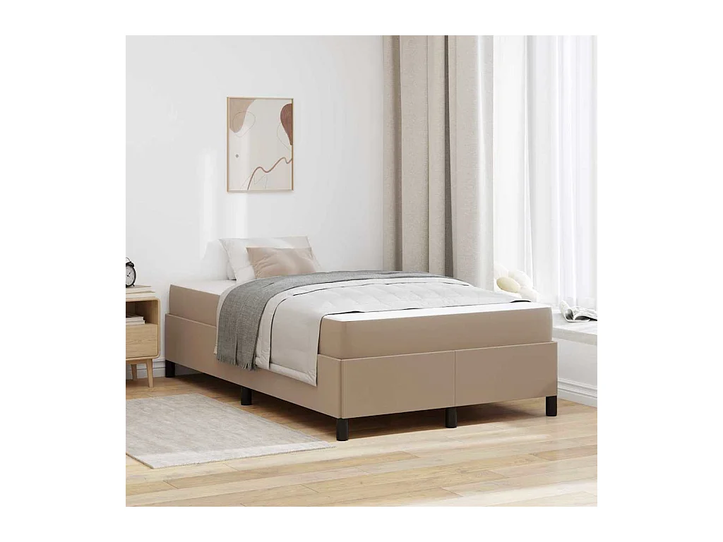 Cadre de lit avec matelas Cappuccino 120 x 190 cm Faux cuir