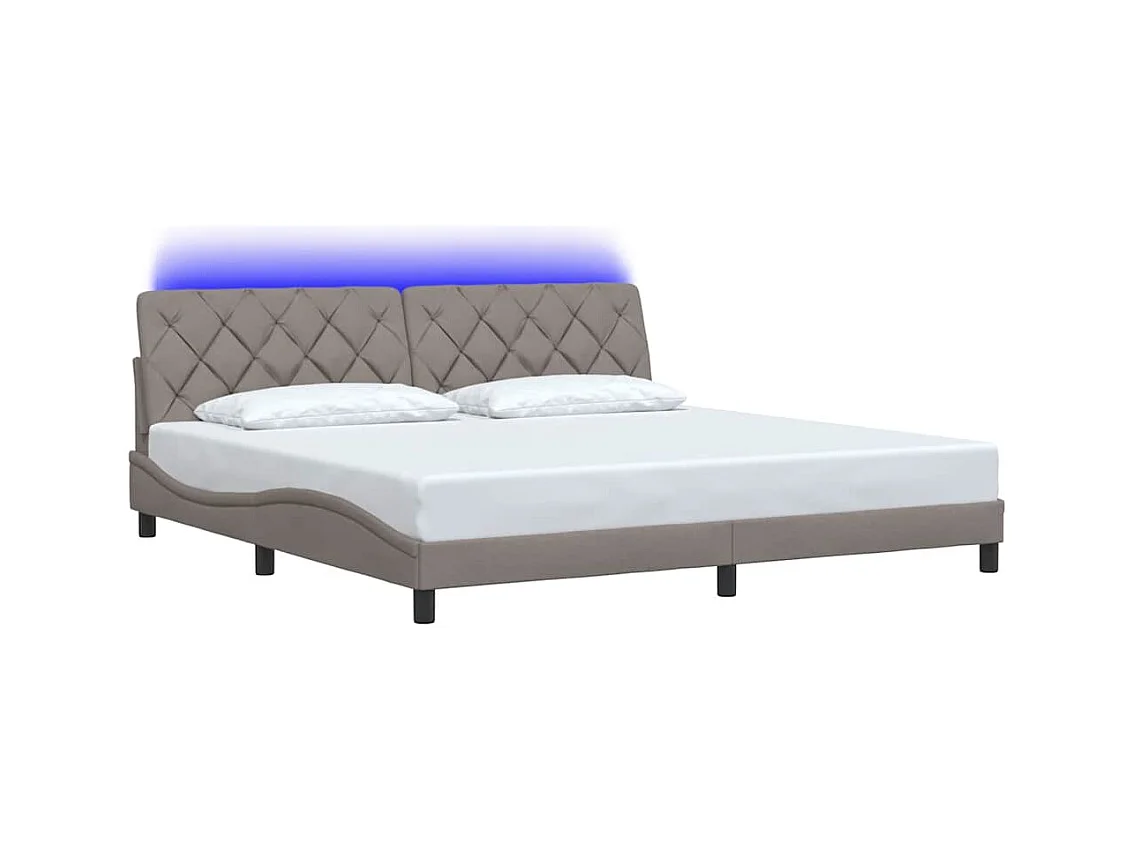 Cadre de lit avec LED sans matelas taupe 200x200 cm tissu