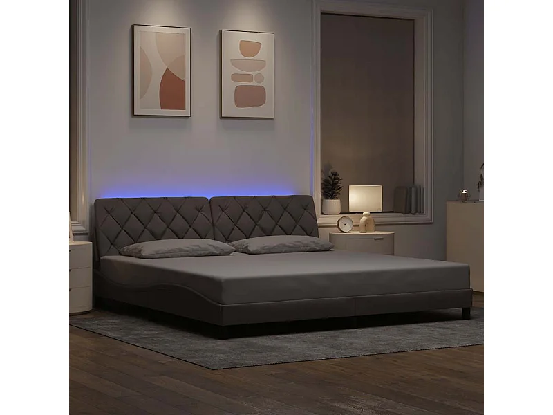 Cadre de lit avec LED sans matelas taupe 200x200 cm tissu