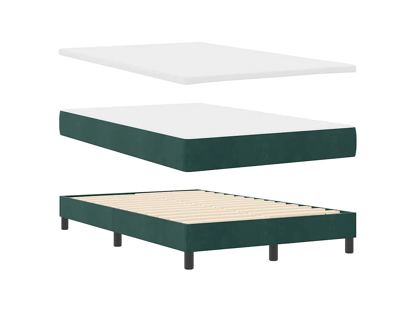Cadre de lit avec matelas Vert foncé 120 x 200 cm Velours