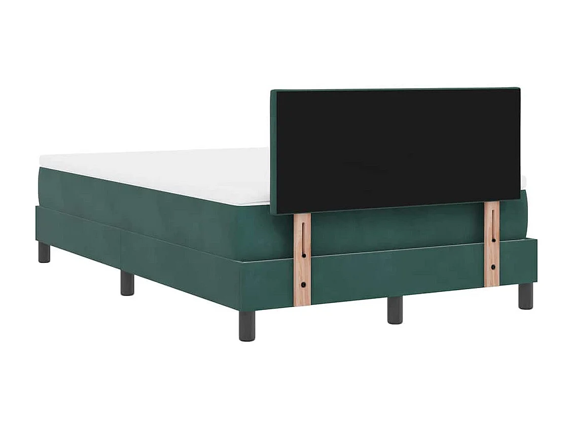 Cadre de lit avec matelas Vert foncé 120 x 200 cm Velours