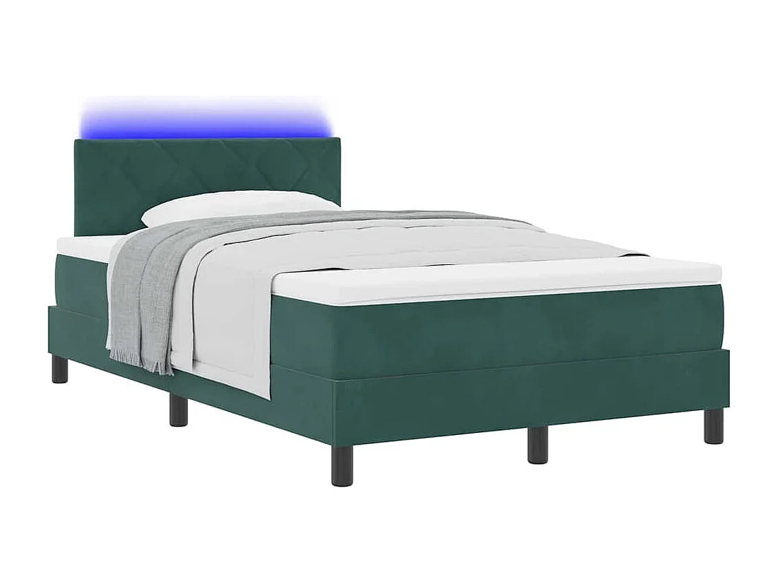 Cama tipo Box Spring Verde oscuro 120 x 200 cm Terciopelo