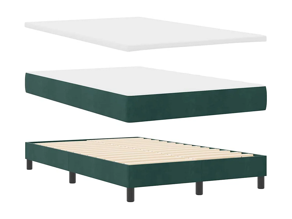 Cama tipo Box Spring Verde oscuro 120 x 200 cm Terciopelo