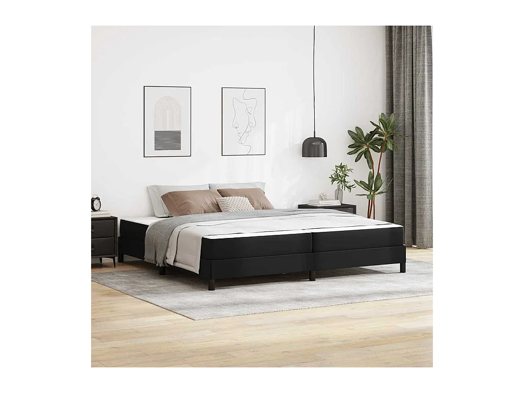 Cadre de lit avec matelas Noir 200 x 200 cm Faux cuir