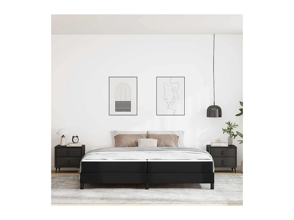 Cadre de lit avec matelas Noir 200 x 200 cm Faux cuir